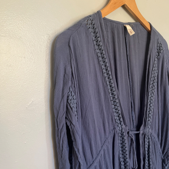 Elan Women’s One Size Kimono Cardigan – Slate Blue Boho Cover-Up - Picture 6 of 9